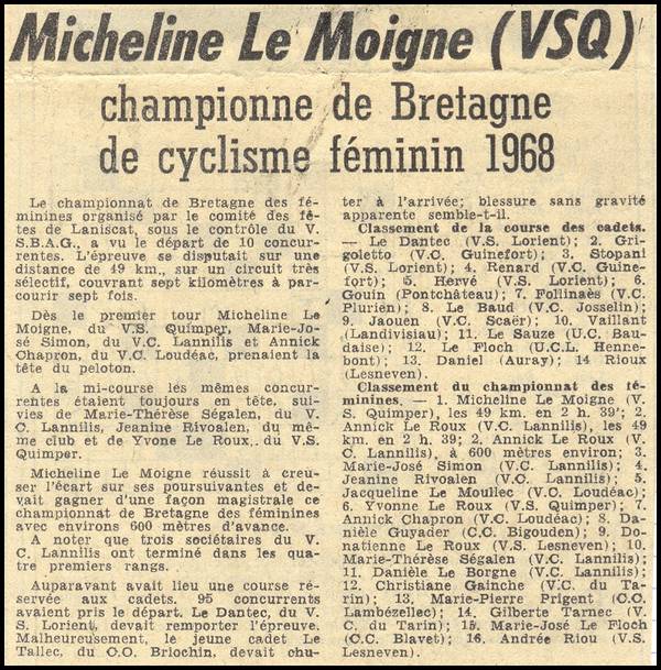 Championnat de bretagne dames 1968
