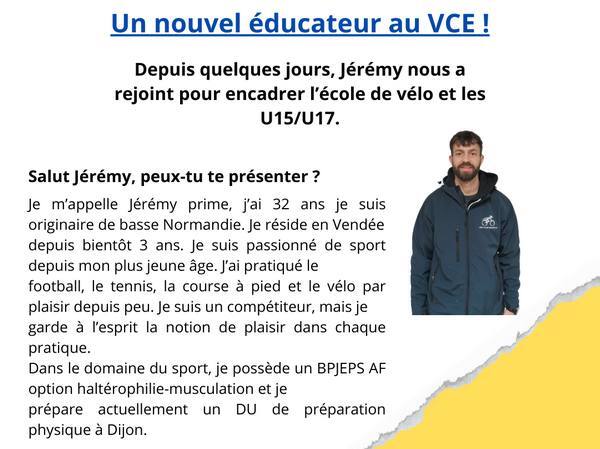 Jérémy Prime nouvel éducateur au Vélo Club Essartais 02