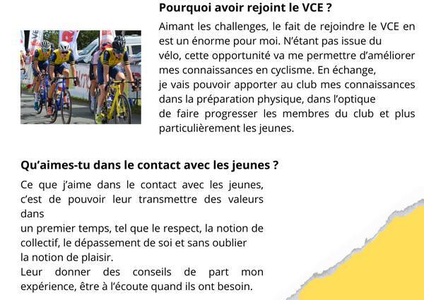 Jérémy Prime nouvel éducateur au Vélo Club Essartais 03