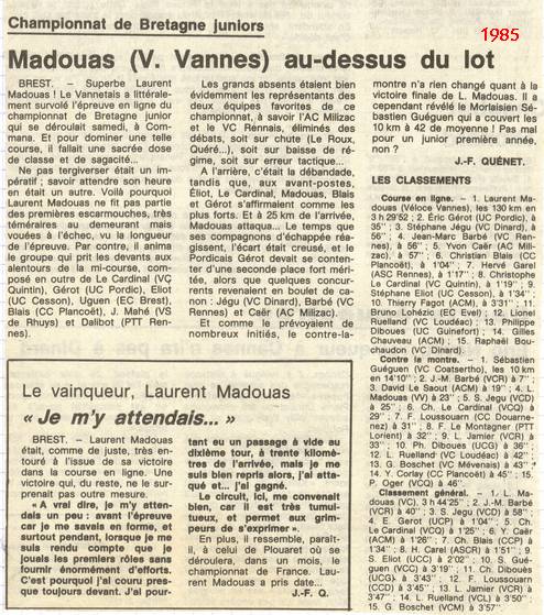 Laurent Madouas article de presse 1985